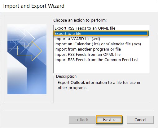 Export to a file