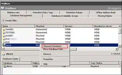 Dismount-Database 