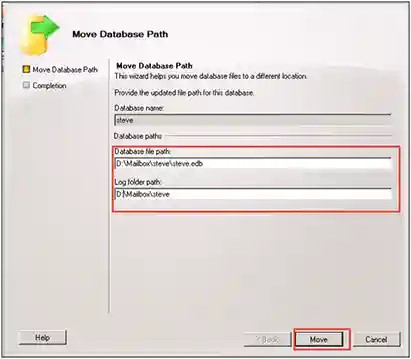 Move database path