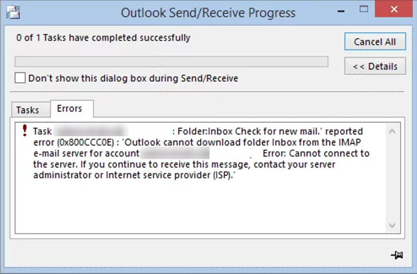 Outlook send/receive progress